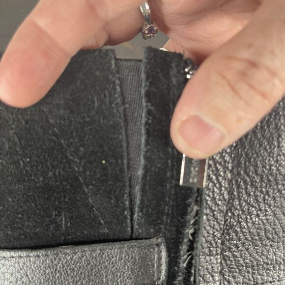 Circa Joan & David Black Leather Suede Knee High Tall Boots WOMENS SIZE 6.5 Moto - Picture 10 of 13